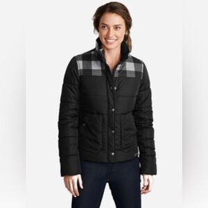 Eddie Bauer women’s plaid boyfriend puffer jacket